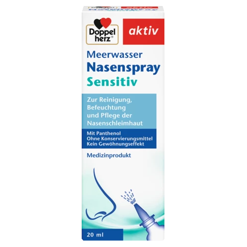Abbildung der Produktverpackung Doppelherz aktiv Meerwasser Nasenspray Sensitiv Frontansicht